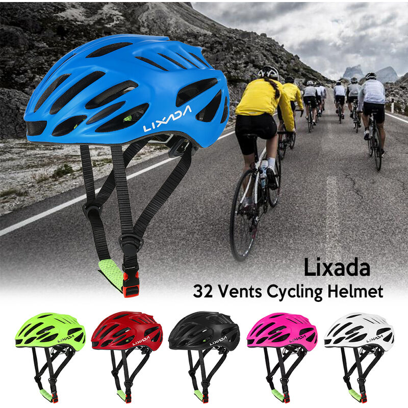 Lixada 32 Vents Ultraligero Casco de ciclismo deportivo EPS moldeado integralmente con almohadilla de forro Bicicleta de montana Bicicleta Unisex Casco ajustable,Negro