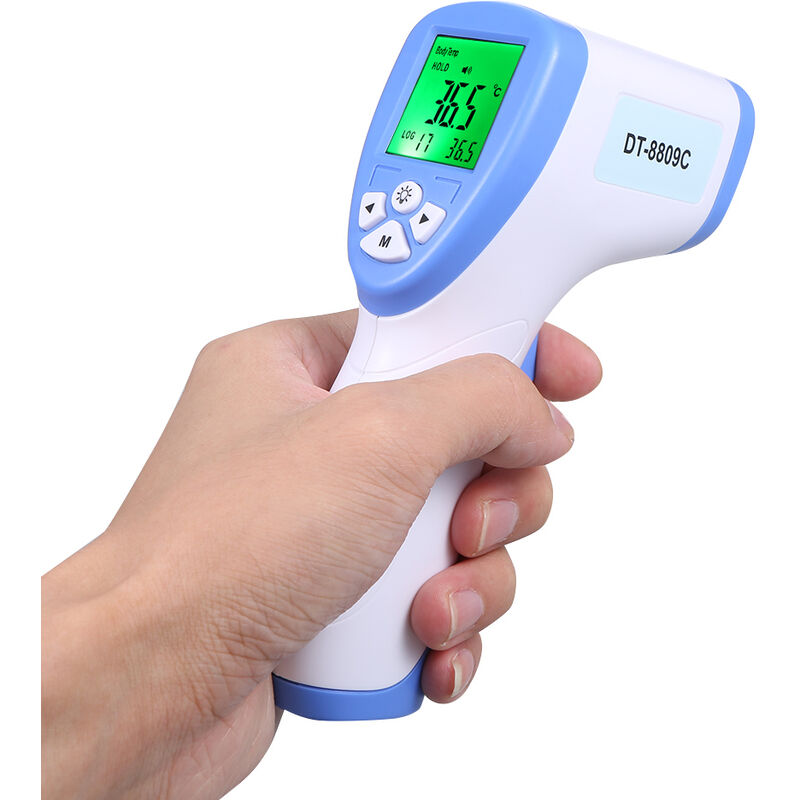 Sensor infrarrojo de infrarrojos sin contacto, frente, cuerpo / objeto, termometro, medicion de temperatura, pantalla digital LCD, unidad de diseno de agarre, bateria intercambiable, portatil operado, para bebes, ninos y adultos