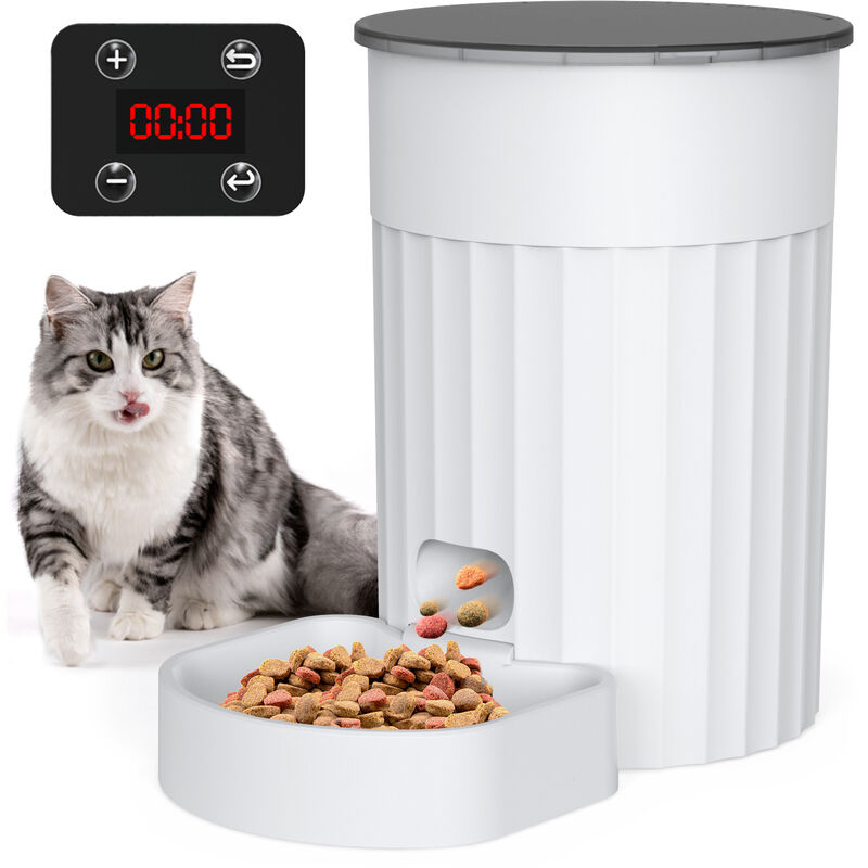 Dispensador automatico de comida para mascotas 3L Comedero para mascotas Tazon de comida Temporizador programable para hasta 4 comidas 2 Fuente de alimentacion