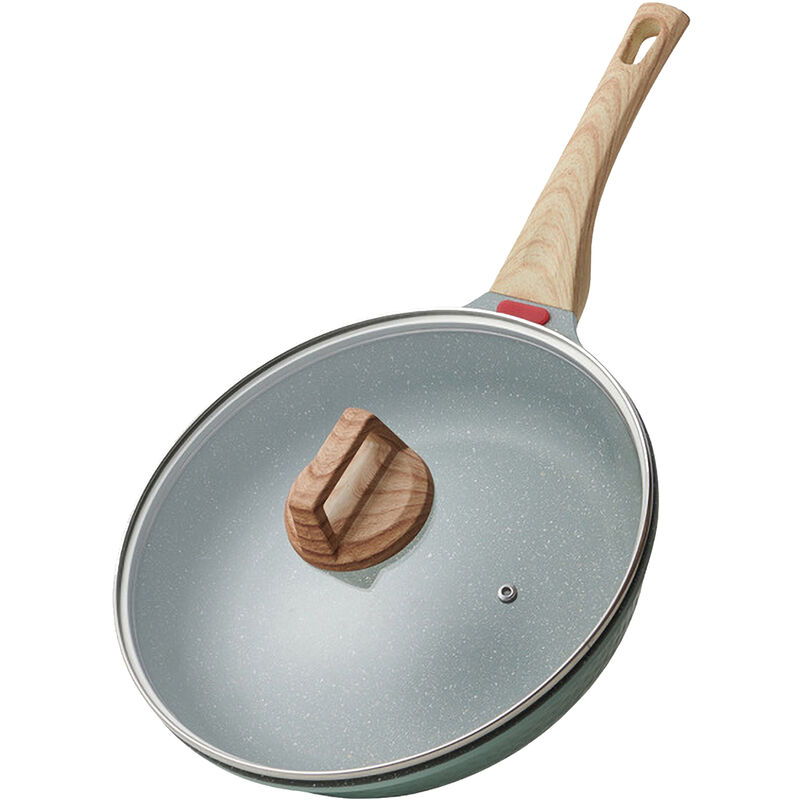 Sarten de induccion Sarten de piedra Maifan Sarten antiadherente para rollos de huevos Sarten con mango de madera Sarten para tortillas para bebes Ninos Cocinar alimentos,28cm,Tipo 2