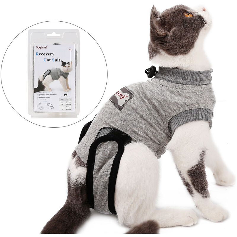 SELMAI Traje de Recuperación para Gato y Perros de Mascota Camiseta de Médico para Cirugía Conos E Alternativos para Enfermedades De La Piel Heridas Anti Lamiendo 2 Piezas S 