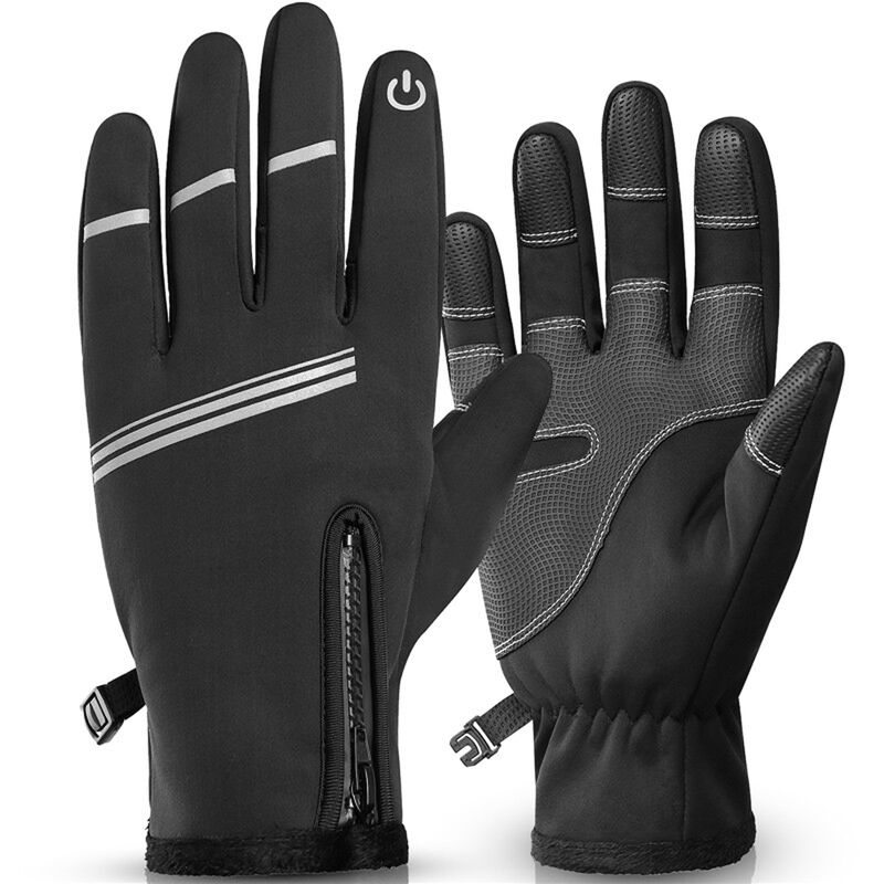 Guantes de ciclismo Deporte al aire libre Guantes de ciclismo de invierno Polar termico Pantalla tactil Deporte al aire libre Esqui Escalada Motocicleta Bicicleta Guantes impermeables,Negro, XL