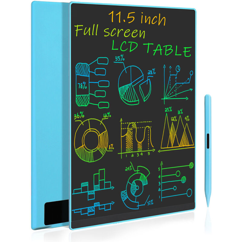 Tableta de escritura LCD Pantalla a color de 11,5 pulgadas con 2 lapices para dibujar, escribir, tomar notas, dejar mensajes para ninos pequenos, ninas y adultos,Pantalla a color azul