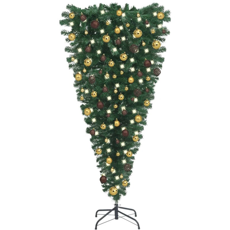 arbol de Navidad artificial invertido con LED y bolas 240 cm