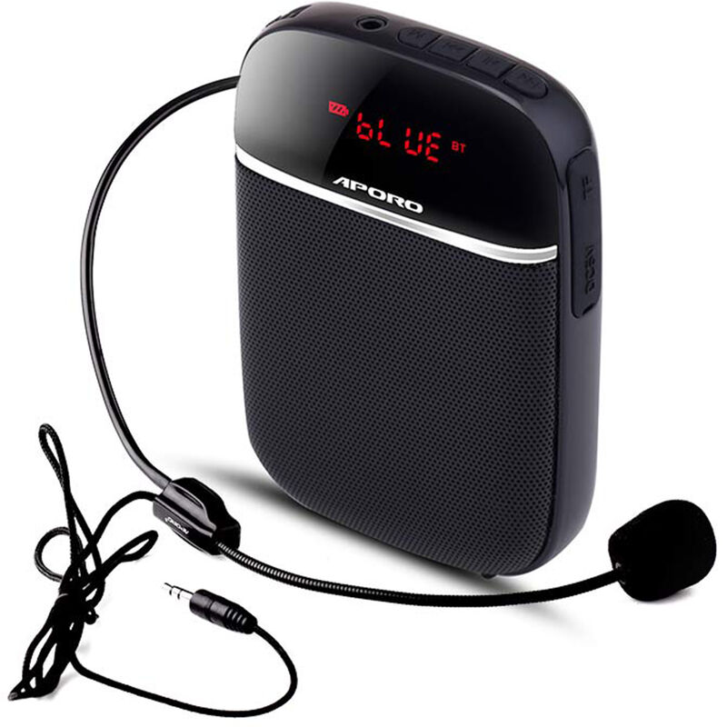 Amplificador de voz portátil con sistema Pa personal con auriculares de micrófono altavoz de micrófono compatible con TF/USB/FM/AUX/grabación/Bluetooth sistema de amplificador de sonido para profes 