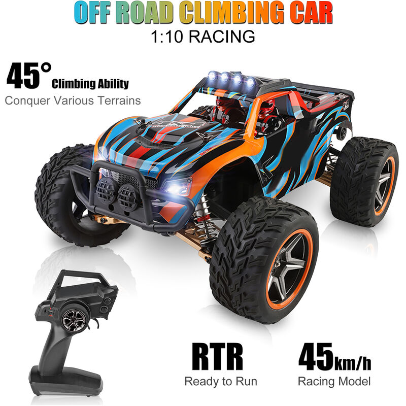 Wltoys XKS 104009 1/10 Coche todoterreno Escalada Coche Control remoto Camion 4WD RTR 2.4Ghz 45 + km / h Potente motor de alta velocidad Conquista varios terrenos Regalos para ninos de 14 anos o mas,Multicolor, 1 bateria