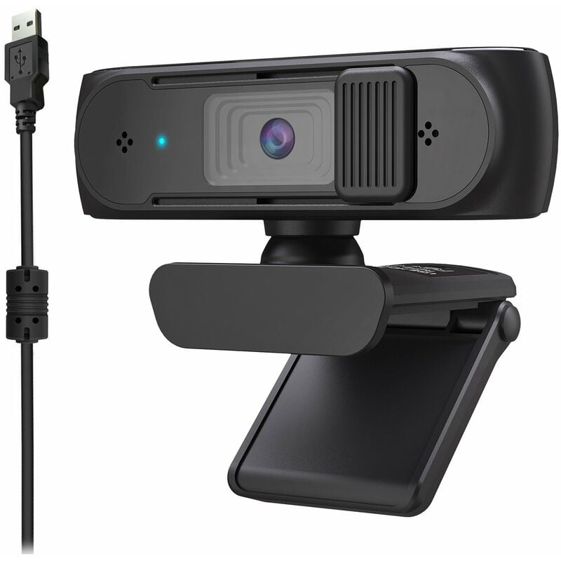 HXSJ S2 USB Webcam,Webcam 2.5K PC 5MP,con corrección de luz AF y doble micrófono,con tapa de privacidad,Negro