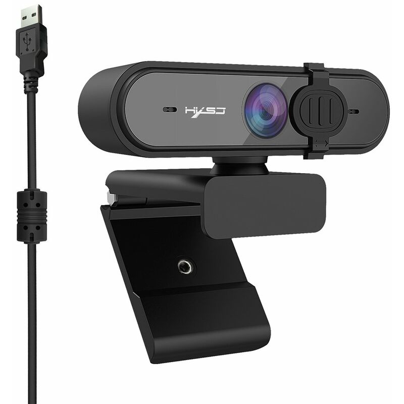 Webcam USB 1080P,Cámara web con enfoque automático,con cubierta de privacidad,Micrófono con reducción de ruido incorporado,para ordenador portátil de escritorio,Negro