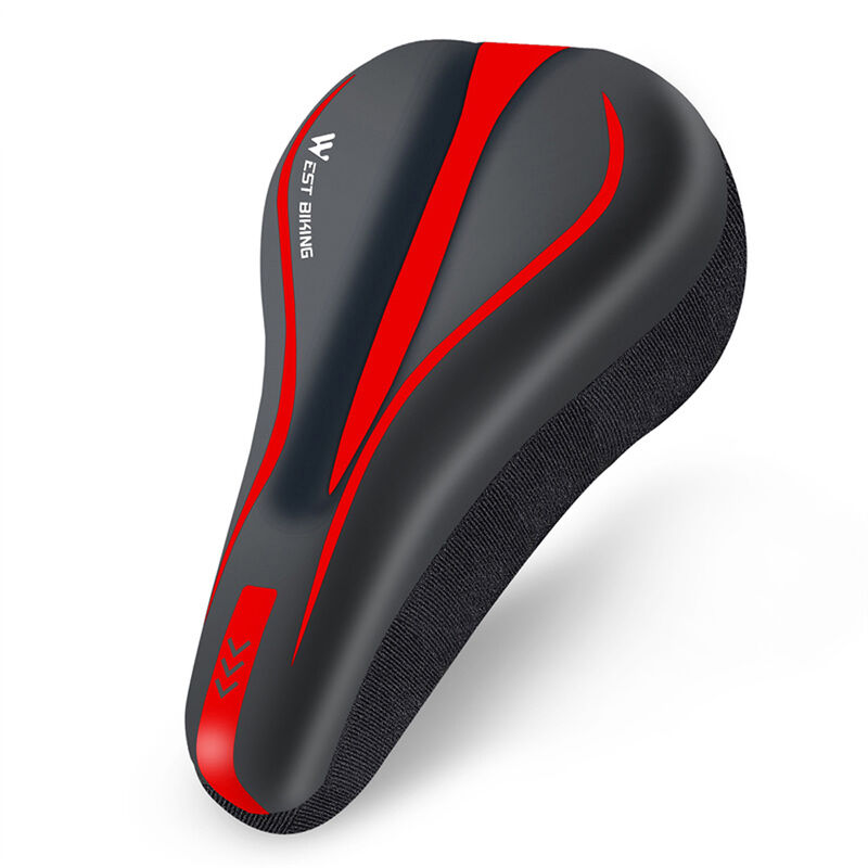 Funda de cojín de silicona de cuero de PU para bicicletas West Biking,Cubierta de esponja para asientos de bicicleta a prueba de agua,Rojo