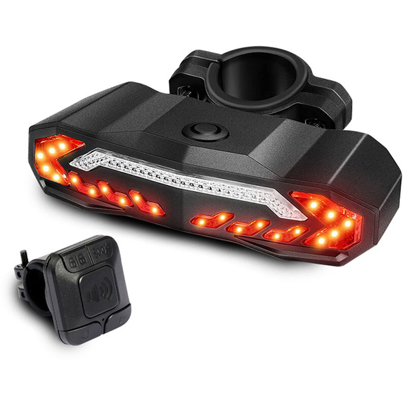 Luz trasera 5 en 1,con intermitentes,Alarma antirrobo LED para bicicleta MTB,Impermeable,con 6 modos de luz con mando a distancia,para bicicleta de montaña de carretera de noche