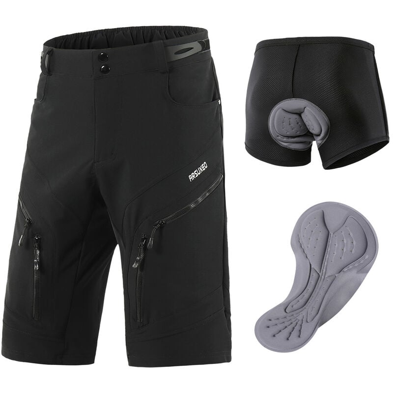 Pantalones cortos acolchados desmontables para hombre, con bolsillos,Pantalones cortos de ciclismo,Pantalones cortos de senderismo,Transpirables,L