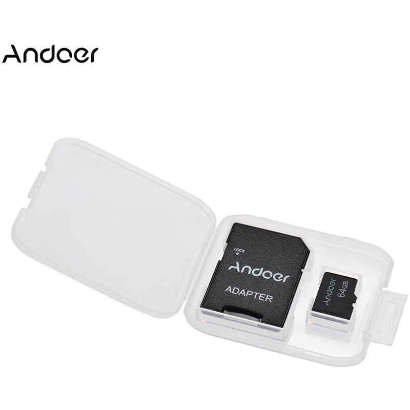 Andoer 64 GB Clase 10 Tarjeta de memoria Tarjeta TF + Adaptador de tarjeta TF,para cámara Cámara de coche Teléfono celular Mesa PC Reproductor de audio GPS