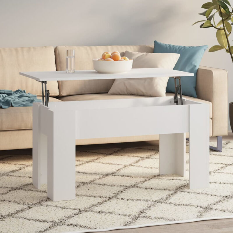 Mesa de centro madera contrachapada blanco 101x49x52 cm