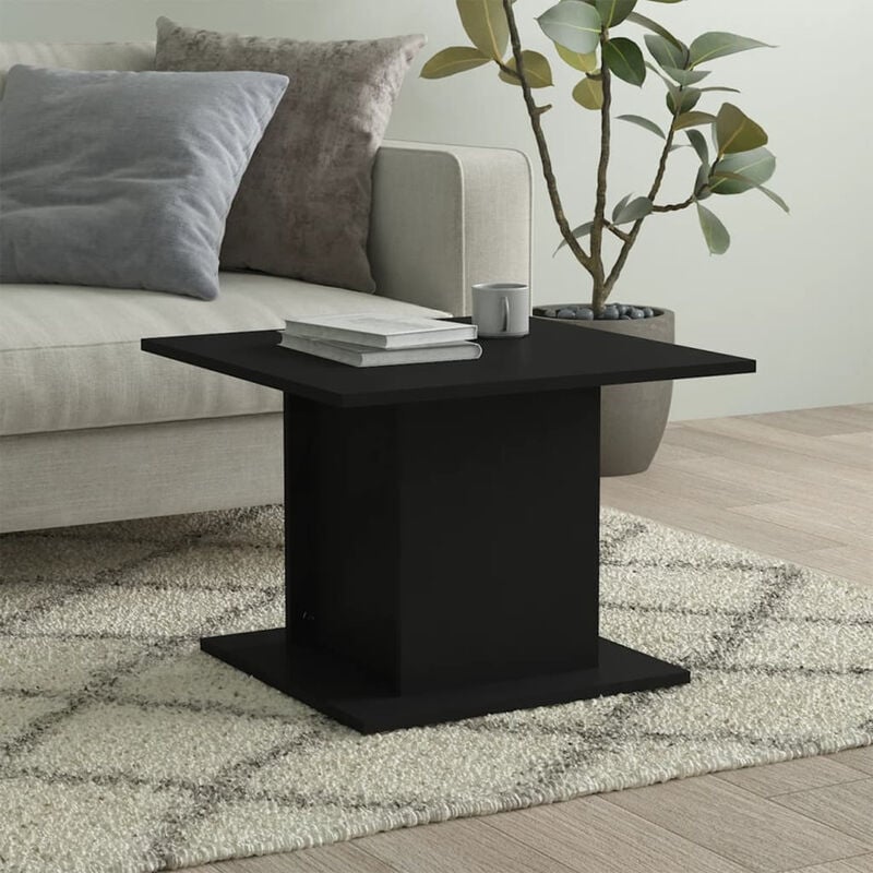 Mesa de centro madera contrachapada negro 55,5x55,5x40 cm