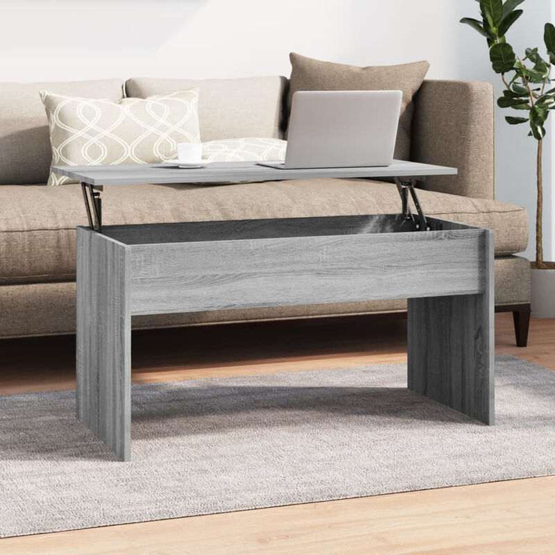 Mesa de centro madera contrachapada gris Sonoma 102x50,5x52,5cm