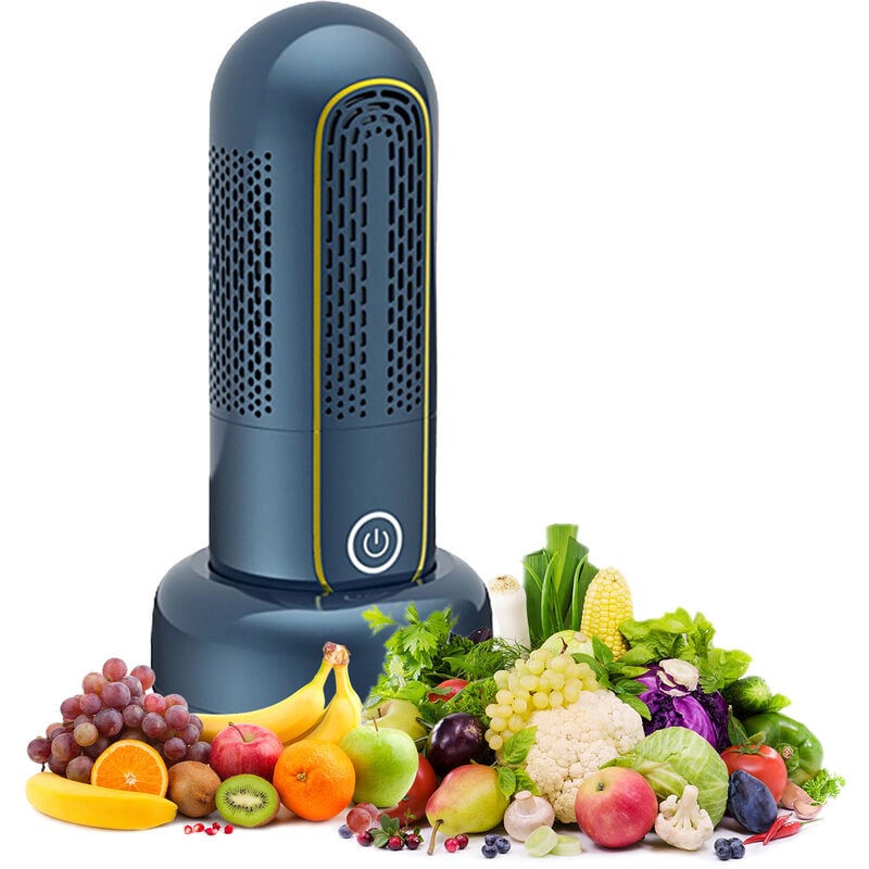 Purificador,Hogar USB inalámbrico de frutas y verduras 4400mAh Mini limpiador de ozono, máquina inteligente de lavado de alimentos