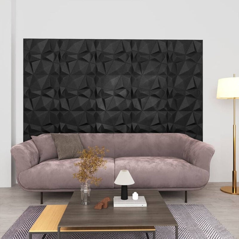 Paneles de pared 3D 24 unidades 50x50 cm negro diamante 6 m²