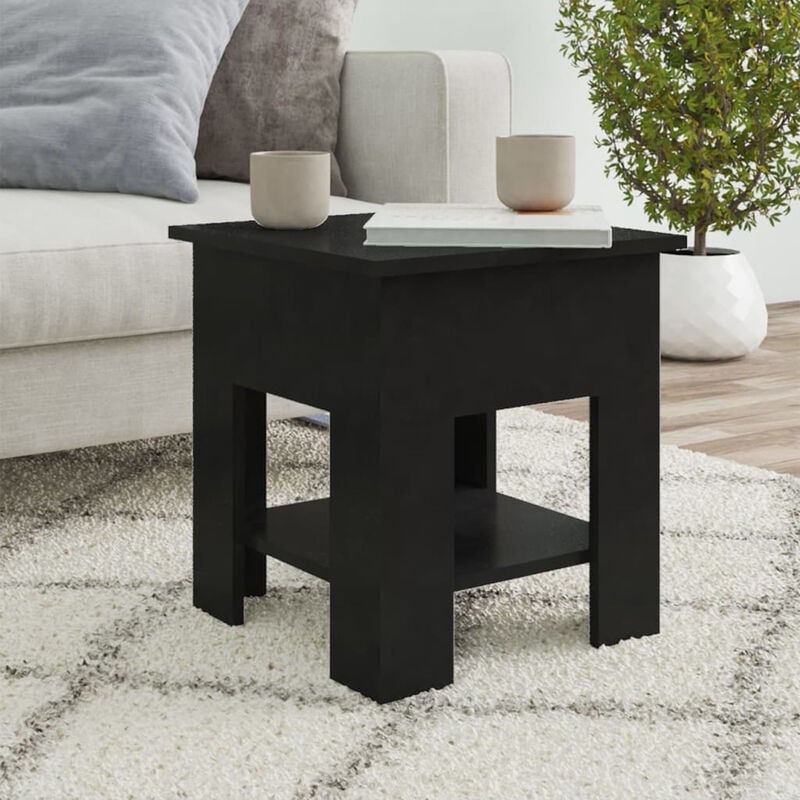 Mesa de centro negro madera contrachapada 40x40x42 cm