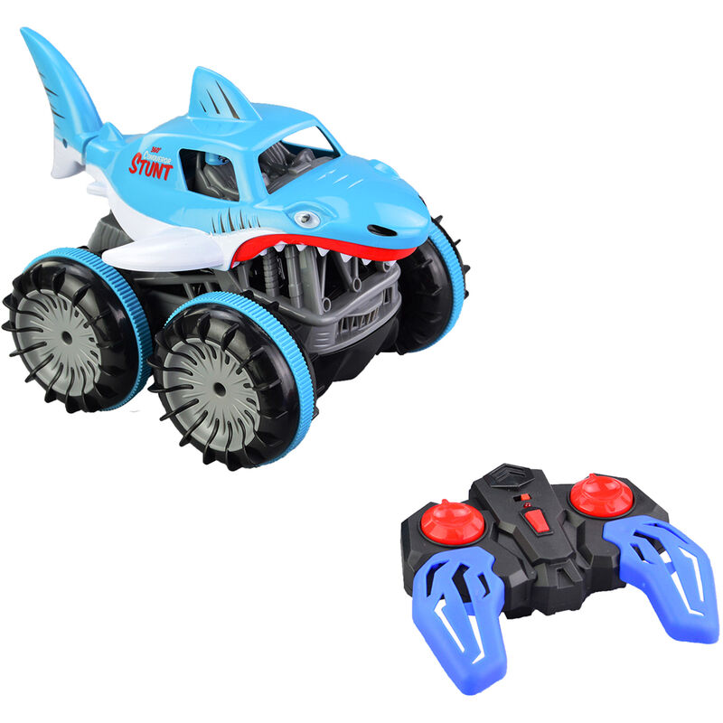 RC Stunt Car Anfibio RC Car para niños 2 en 1 RC Boat 2.4GHz 360 ° Rotar All Terrains Navidad Cumpleaños Regalos con luces LED,Azul