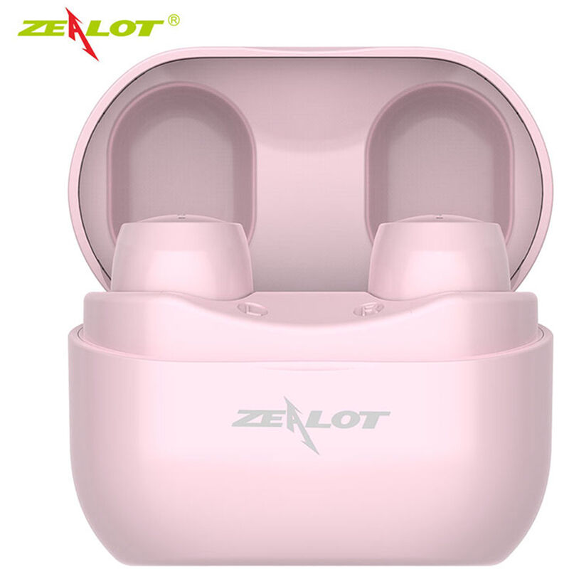 ZEALOT T4 TWS Auriculares Bluetooth 5.0,Auriculares inalámbricos con caja de carga de 300mAh,Auriculares deportivos estéreo,Con micrófono,Rosa