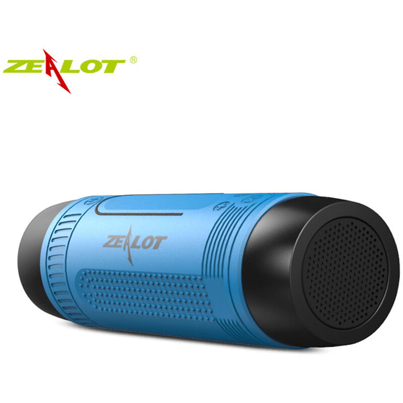 ZEALOT S1 Altavoz Bluetooth Portátil,Altavoz Inalámbrico para Bicicleta,Radio fm,Boombox Impermeable para Exteriores,Soporta Tarjeta TF,AUX,Linterna,Azul