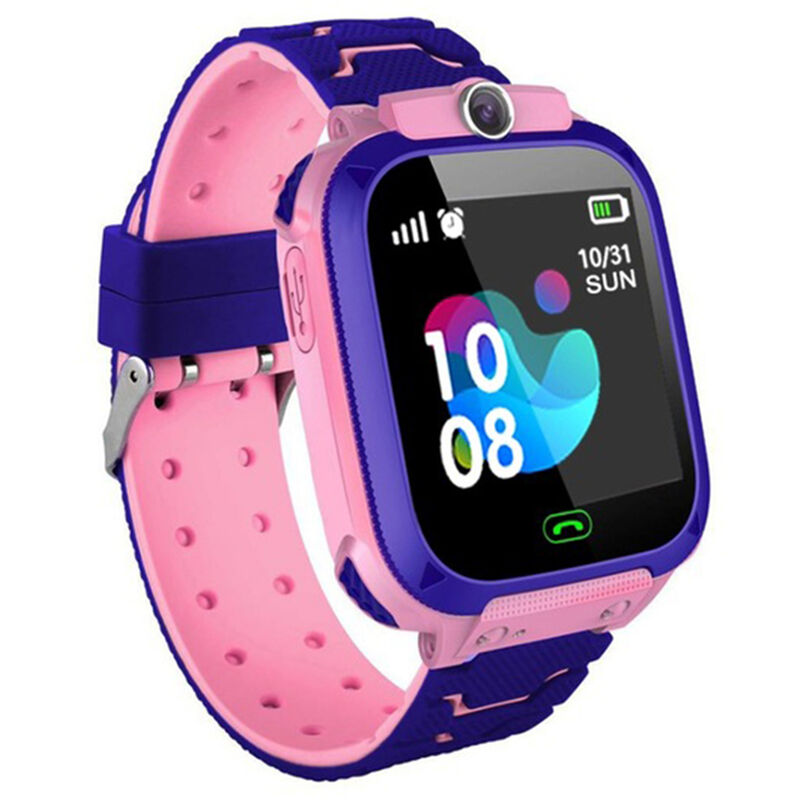 Q12B Reloj inteligente para niños Reloj de teléfono para niños con llamada Ubicación de chat de voz SOS Alarma Cámara Linterna Regalos de cumpleaños Reloj de pulsera para niños niñas