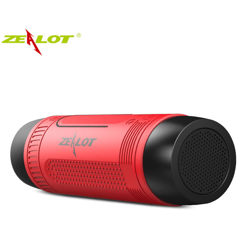 ZEALOT S1 Altavoz Bluetooth Portátil,Altavoz Inalámbrico para Bicicleta,Radio fm,Boombox Impermeable para Exteriores,Soporta Tarjeta TF,AUX,Linterna,Rojo