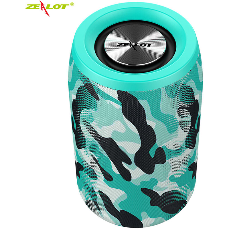 ZEALOT S32 TWS Bluetooth,Altavoz portátil,Mini altavoz de columna inalámbrico impermeable para exteriores,Soporta tarjeta TF FM estéreo 3D Hi-Fi,Camuflaje cian