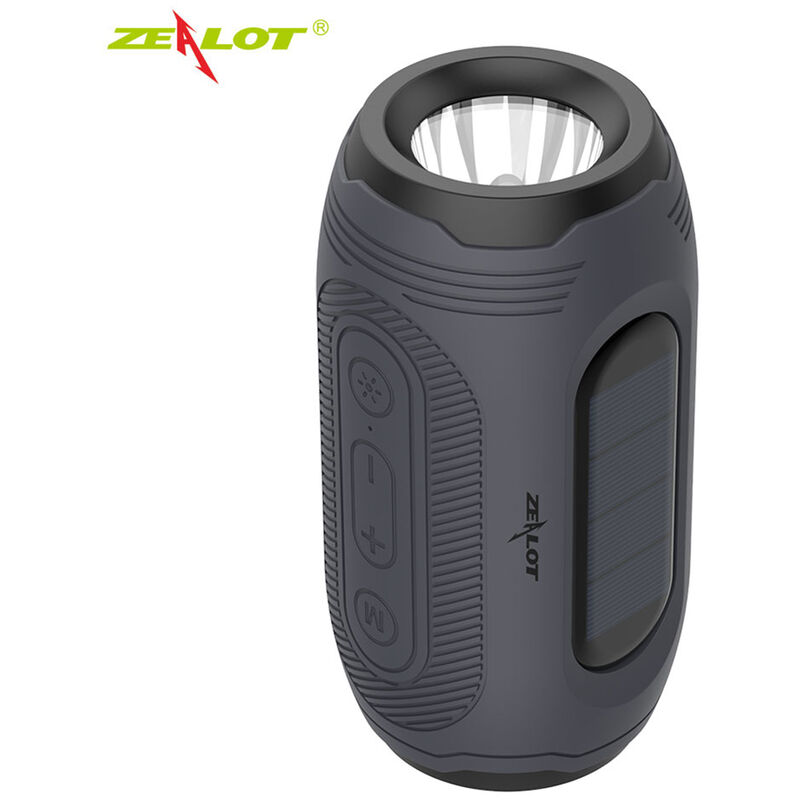 ZEALOT A4 Mini altavoz inalámbrico Bluetooth 5.0,carga solar altavoz de graves al aire libre,8H tiempo de reproducción claro sonido estéreo,Gris