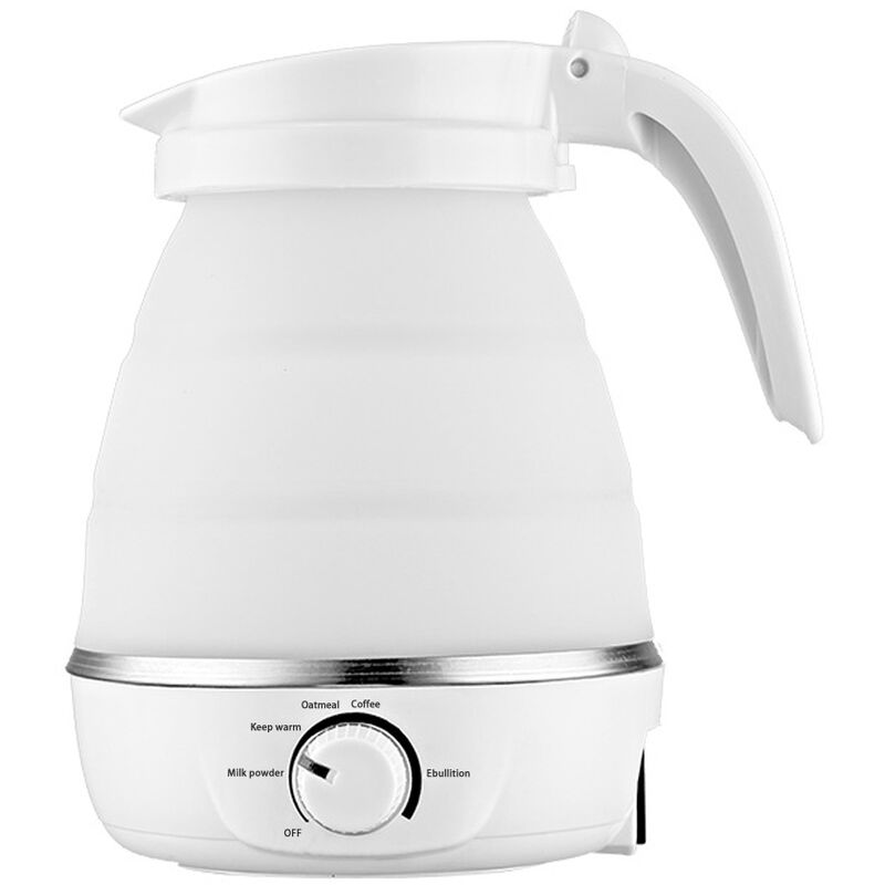 Hervidor plegable 0.6L Base de acero inoxidable de silicona para viajes Hervidor para acampar 5 modos Ajuste de temperatura para ebullición Café Té Mantener caliente la leche del bebé,Blanco