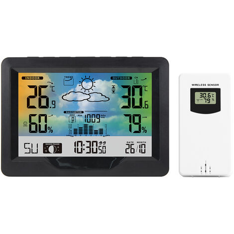 higrómetro pluviómetro e indicador de hora Estación meteorológica inalámbrica con sensor exterior termómetro estación meteorológica inalámbrica con pantalla a color 