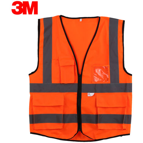 Chaleco reflectante alta visibilidad 3M 10907, ropa trabajo de seguridad,Naranja fluorescente, XXL