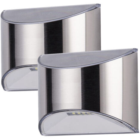 2 uds lampara de pared solar de acero inoxidable al aire libre a prueba