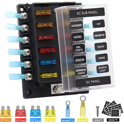 12-24V Car 4 Way Circuit Standard Fuse Box Block Holder with 5A+10A+15A+20A Fuse accesorios Automotive New Arrivals Fuse Box 