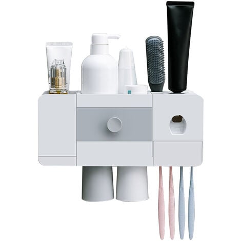 Asimilar Jadeo resistencia Estante para cepillos de dientes con dispensador automatico de pasta de  dientes Exprimidor Soporte para cepillos