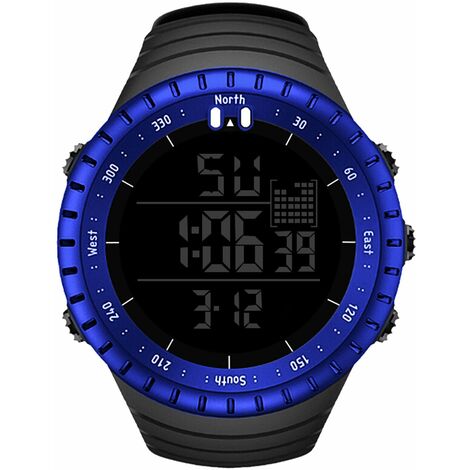 Reloj digital para hombre SENORS Reloj deportivo Relojes digitales  impermeables al aire libre Reloj de pulsera electronico luminoso LED con  alarma de cronometro,Azul