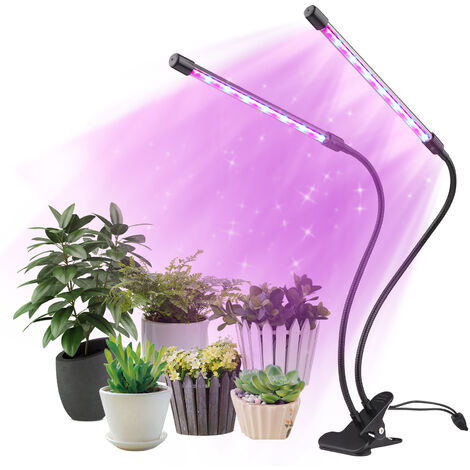 Luz de Cultivo LED Doble Cabezal 40w para Plantas de Interior Ajustable en 360 ° 