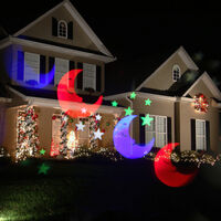 Tomshine 6W 4LED RGBW Proyector de cesped para jardin al aire libre, luz puntual, lampara de pelicula de copo de nieve con 10 piezas de tarjetas de lente de patron reemplazables para Halloween, Navidad, Festival de Navidad, decoracion de fiesta de cumplea