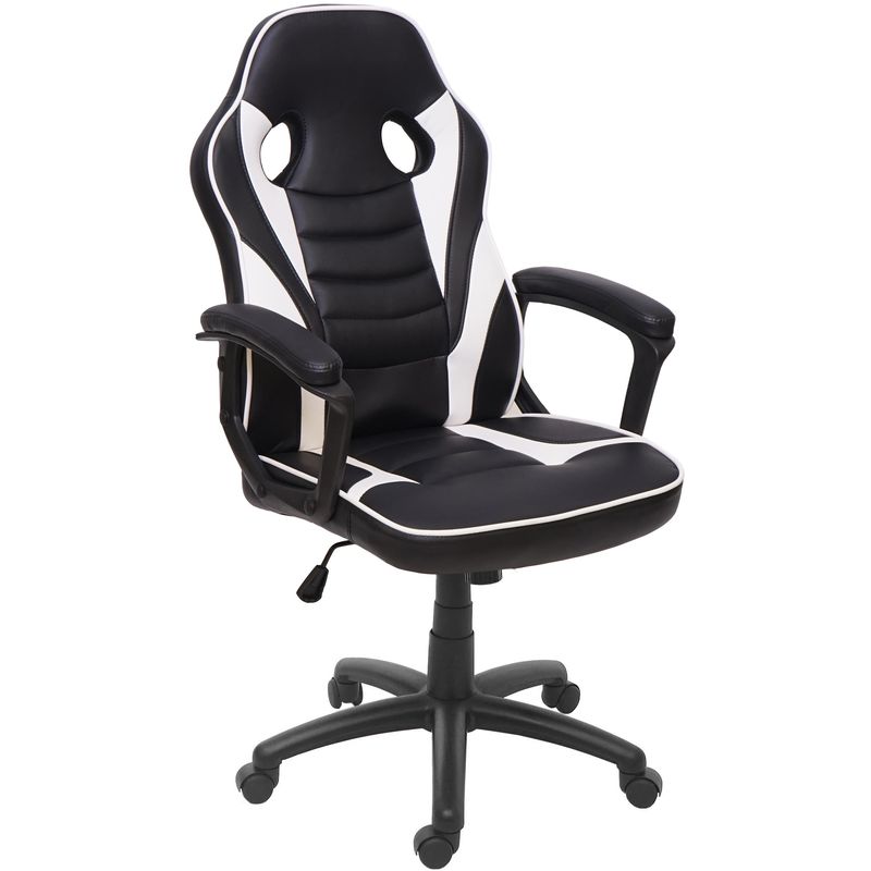 Poltrona sedia ufficio girevole HWC-F59 ergonomica ecopelle nero e bianco