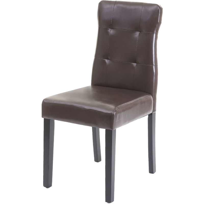 Set 2x sedie HWC-E58 sala da pranzo legno ecopelle marrone gambe scure