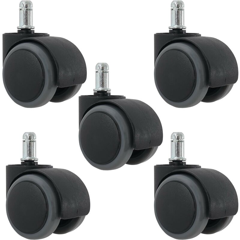 perfette per legno duro e tappeti LPHY Set di 5 ruote girevoli da 3 pollici colore: Nero 