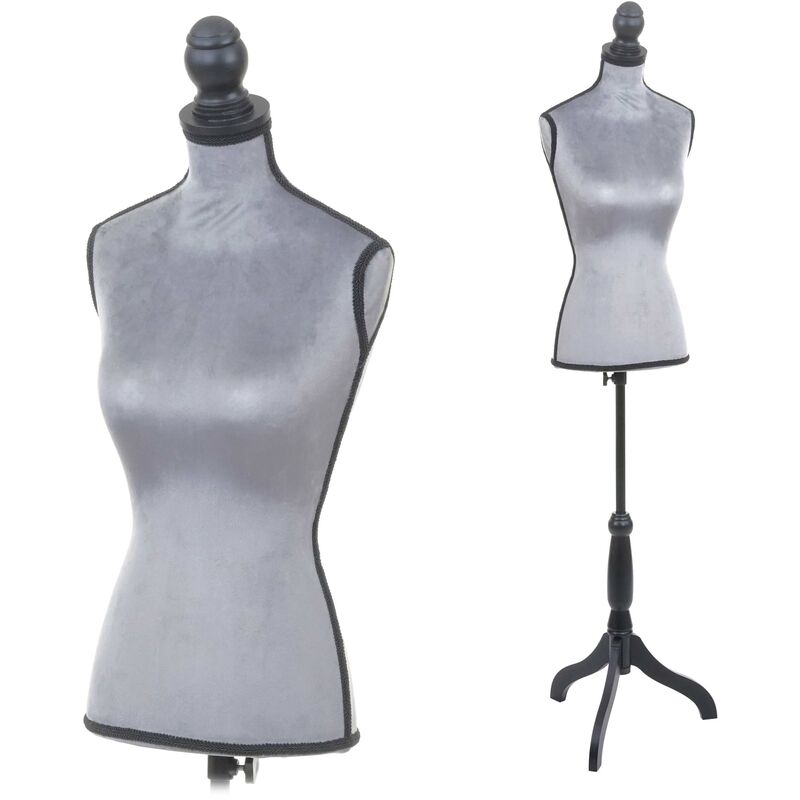 Manichino sartoriale busto donna T220 velluto con treppiede grigio