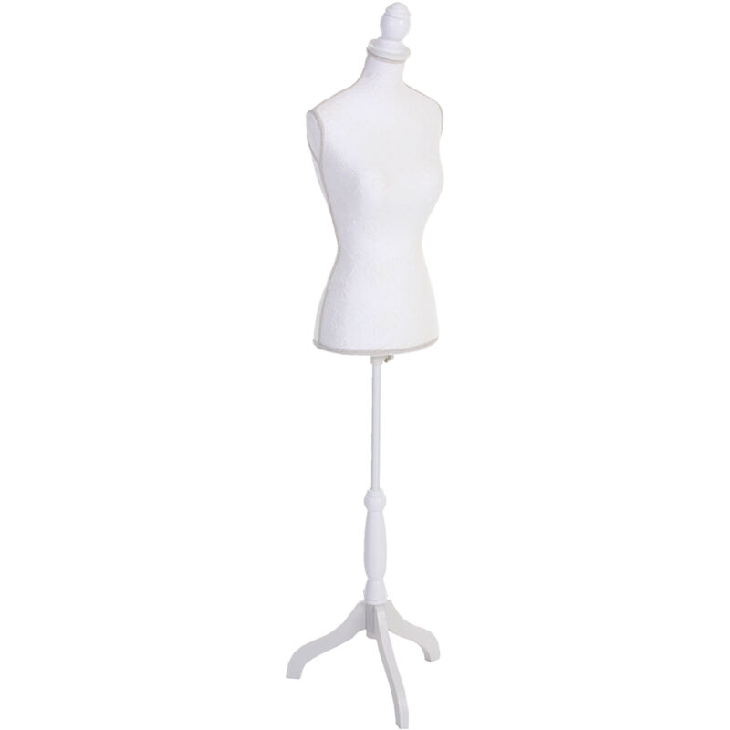 Manichino sartoriale busto donna T220 fibre di poliestere con treppiede  bianco con ricami