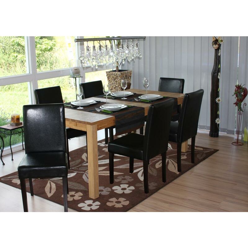 Set 4x sedie Littau ecopelle sala da pranzo 43x56x90cm nero piedi scuri