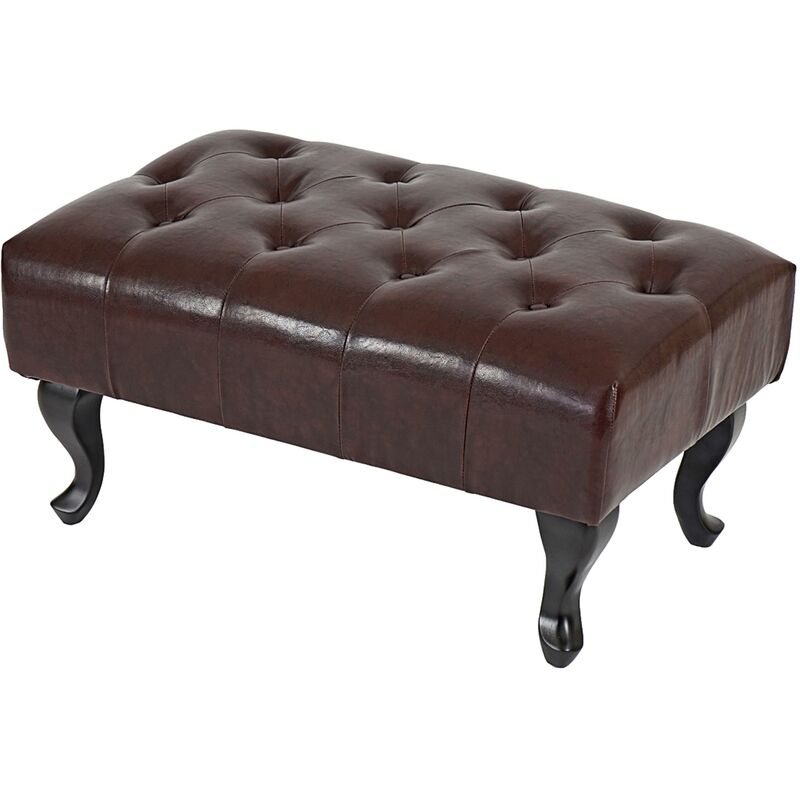 Pouf poggiapiedi ottomano stile vittoriano Chesterfield ecopelle marrone