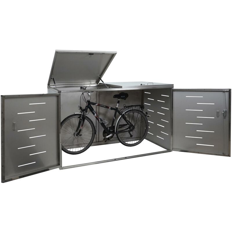 Garage armadio per biciclette con serratura HWC-H80 acciaio inox  100x191x118cm grigio