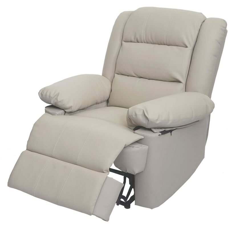 EASYCOMFORT Poltrona Relax Reclinabile Girevole e con Poggiapiedi,  Similpelle PU e Metallo, Bianco