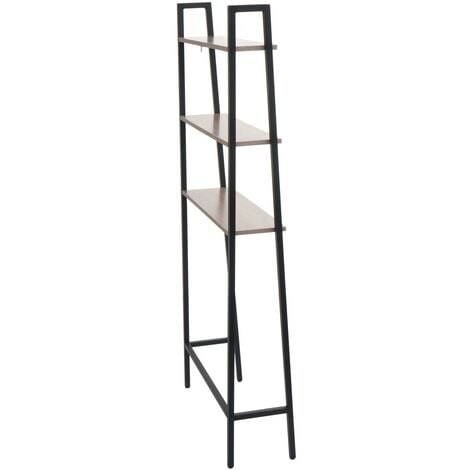 Scaffale da parete 3 ripiani portaoggetti lavatrice bagno HWC-K82  155x64x25cm ferro verniciato legno grigio marrone