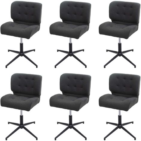 Set 6x sedie sala pranzo ufficio HWC-H42 girevole regolabile ecopelle  grigio Vintage piede nero