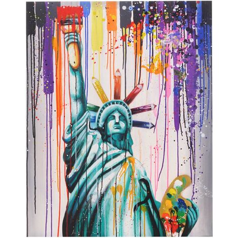 Dipinto a mano pittura ad olio su tela 80x100cm statua della libertà